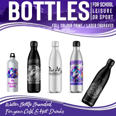Printed or engraved water bottles